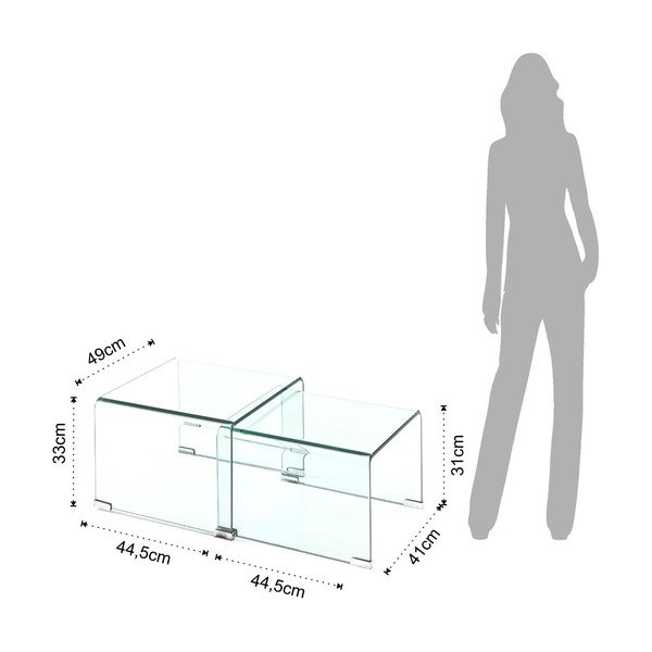 Măsuțe de cafea 2 buc. din sticlă 44.5x49 cm Cristal – Tomasucci-image-4