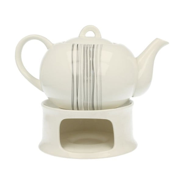 Ceainic și suport pentru menținerea caldă Duo Gift Silver Line