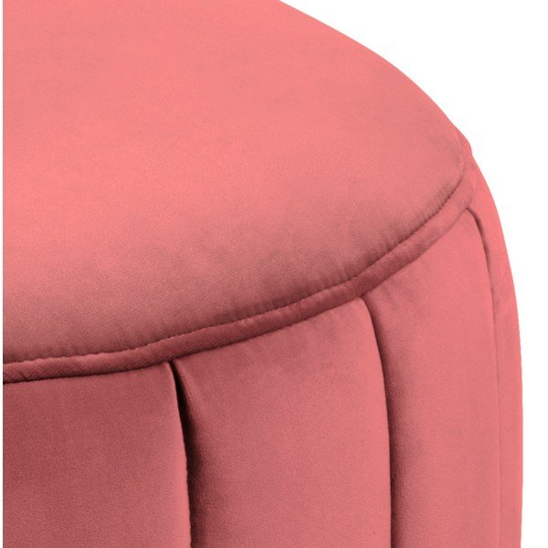 Puf cu husă din catifea Actona Doria, ⌀ 60 cm, roz coral-image-2