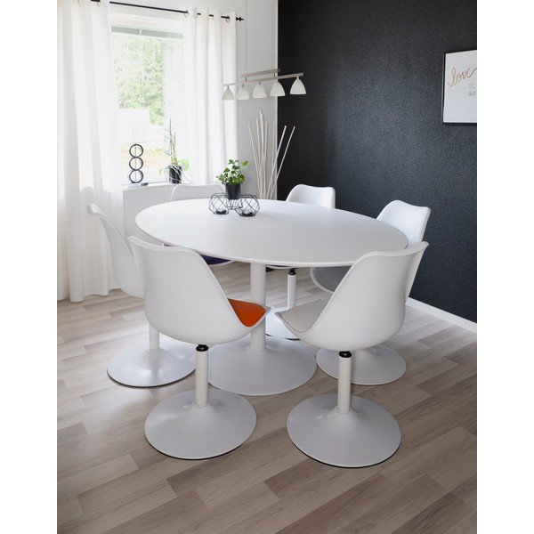 Scaun de dining cu pernă roz Tenzo Viva, alb-image-1