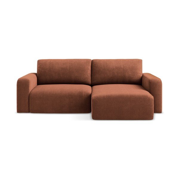 Colțar teracotă extensibil/cu spațiu de depozitare cu tapițerie din chenille (cu colț pe partea dreaptă/cu șezlong) Kona – Makamii