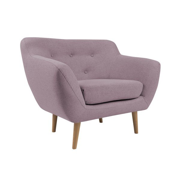 Fotoliu cu picioare de culoare deschisă Mazzini Sofas Sicile, roz-image-3