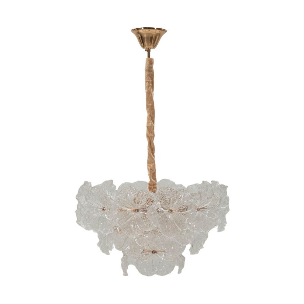 Lustră aurie din metal cu abajur din sticlă ø 47 cm Ibiscus – Mauro Ferretti