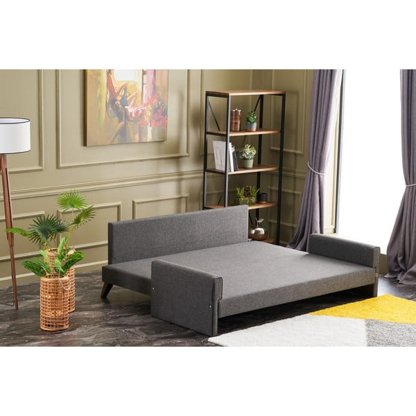 Canapea gri antracit extensibilă 208 cm Bella – Balcab Home-image-4