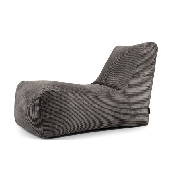Fotoliu bean bag gri închis cu tapițerie din catifea reiată Lounge – SLOWDOWN