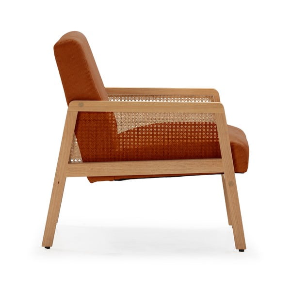 Fotoliu cărămiziu țesut cu tapițerie din catifea reiată Debra – Marckeric-image-3