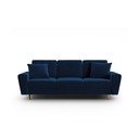 Canapea albastră extensibilă, cu spațiu de depozitare cu tapițerie din catifea 235 cm Kyoto – Cosmopolitan Design