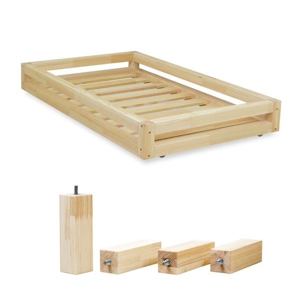 Set sertar lăcuit pentru pat și 4 picioare înălțătoare, pentru patul Benlemi 80 x 200 cm