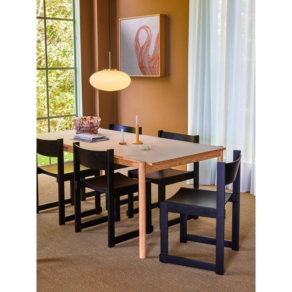 Scaun de dining negru stivuibil cu aspect de lemn de stejar Forma – Hübsch-image-1