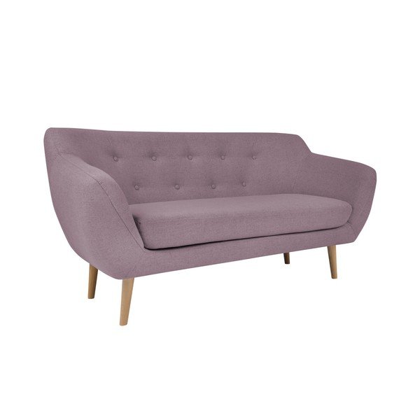 Canapea cu 2 locuri Mazzini și picioare de culoare deschisă Sofas Sicile, roz-image-3