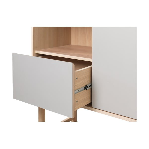 Comodă cu picioare din lemn de stejar Unique Furniture Bilbao, gri-image-3