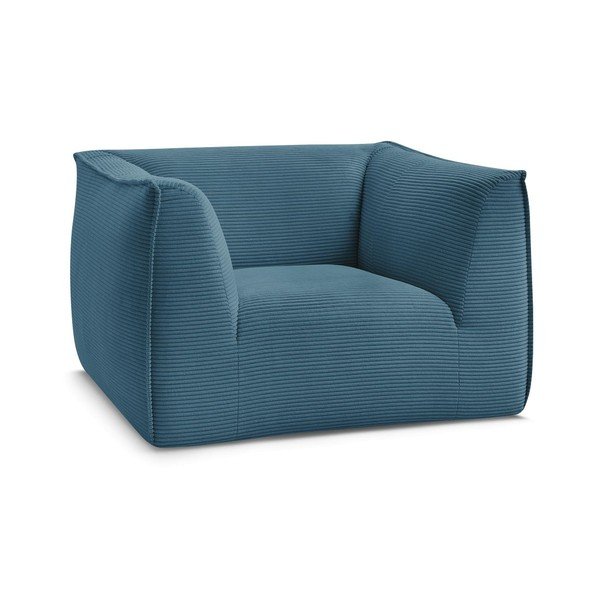 Fotoliu albastru cu tapițerie din catifea reiată Giorgia – Bobochic Paris