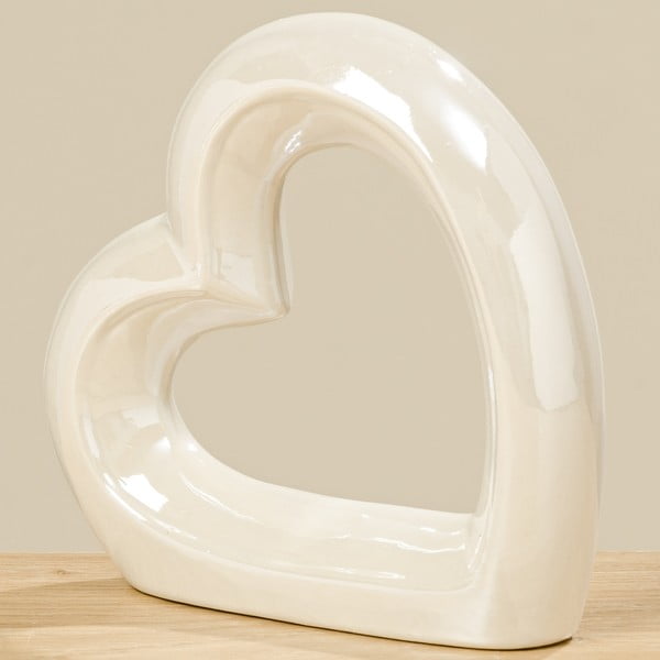 Decorațiune din porțelan în formă de inimă Boltze Cheryl, alb