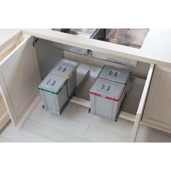 Coș de gunoi din plastic pentru deșeuri sortate/încorporat 18 + 8 l Ecofil - Elletipi-image-1