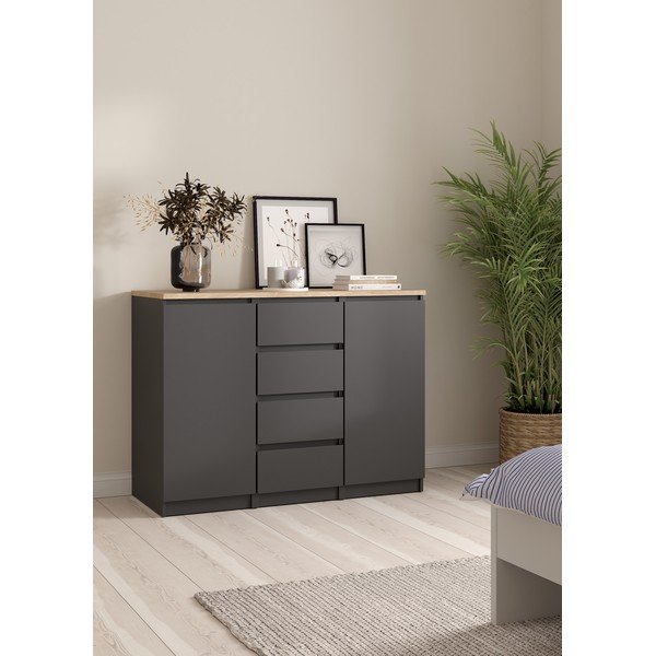 Comodă gri închis 121x91x50 cm Naia – Tvilum-image-1