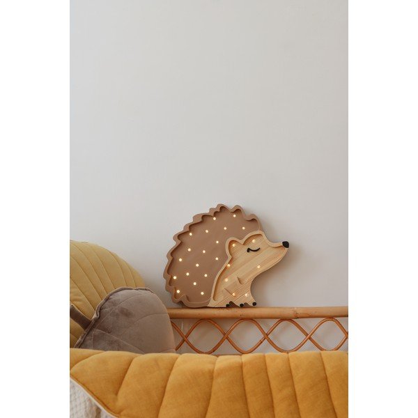 Veioză din lemn de pin maro Little Lights Hedgehog, lungime 30 cm-image-1