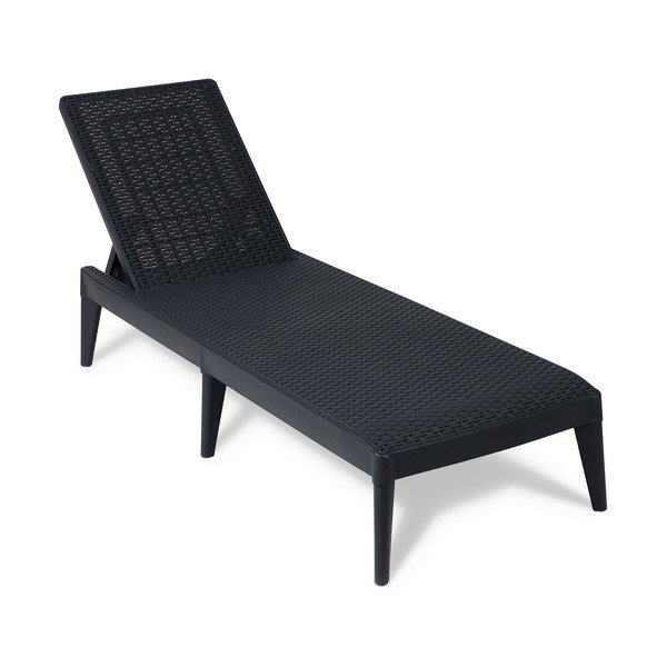 Șezlong de grădină negru din ratan artificial Numana – Toomax