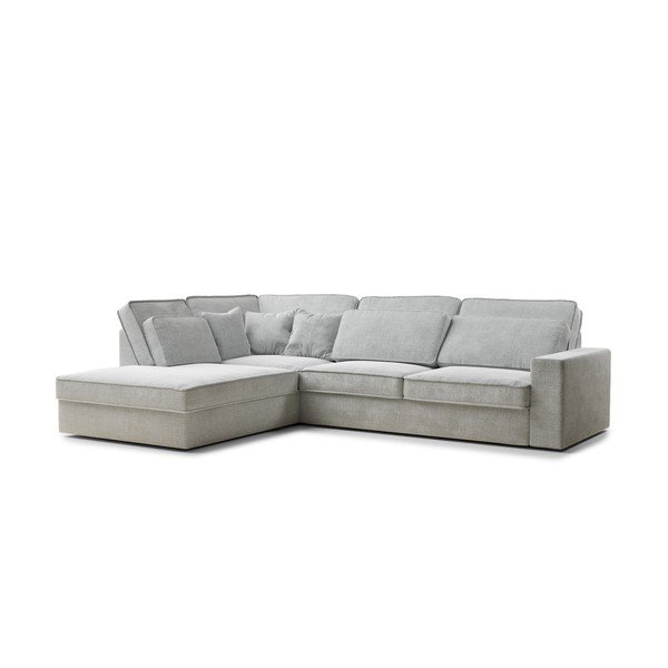 Colțar gri deschis cu tapițerie din chenille (cu colț pe partea stângă/în formă de ”L”) Kirou – Maison de Rêve-image-2