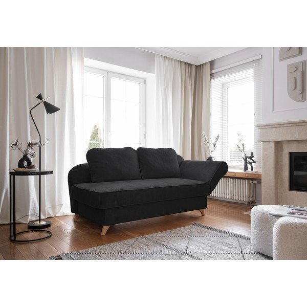 Șezlong gri antracit cu tapițerie din catifea reiată  (cu colț pe partea dreaptă) Chic Charlotte – Miuform-image-1