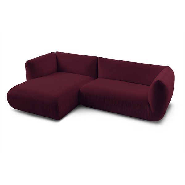 Colțar burgundy cu tapițerie din catifea reiată  (cu colț  pe partea stângă ) Lecomte – Bobochic Paris-image-4
