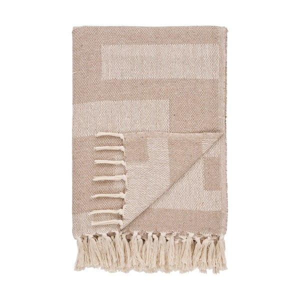 Pătură maro deschis din bumbac reciclat 130x180 cm Adana – House Nordic