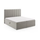 Pat boxspring gri cu spațiu de depozitare 180x200 cm Gina – Milo Casa