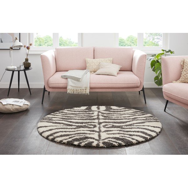 Covor rotund gri - bej ø 160 cm Striped Animal - Ragami-image-1