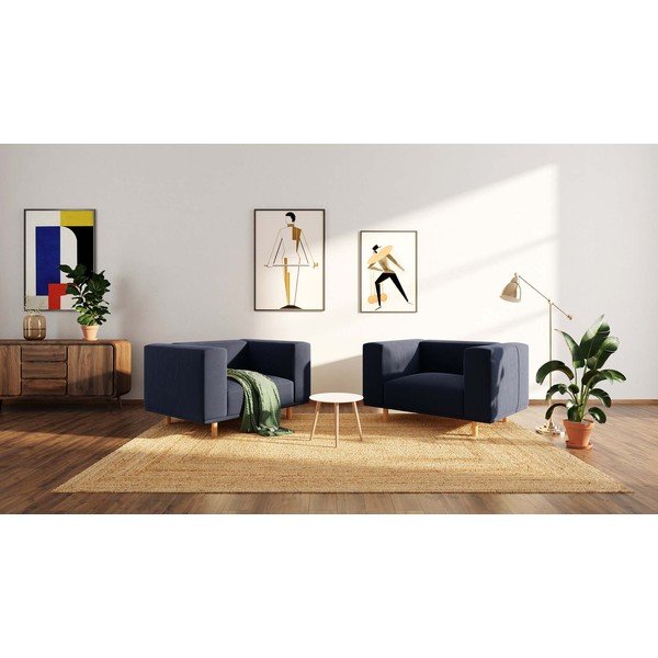 Fotoliu de relaxare albastru închis cu tapițerie din catifea Kukumo – Ame Yens-image-4