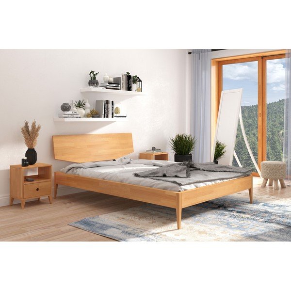 Pat matrimonial în culoare naturală din lemn de fag 140x200 cm Sund – Skandica-image-1