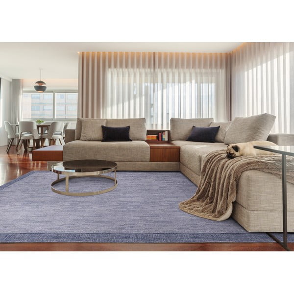 Covor albastru închis din lână 200x300 cm Linea – Agnella-image-1