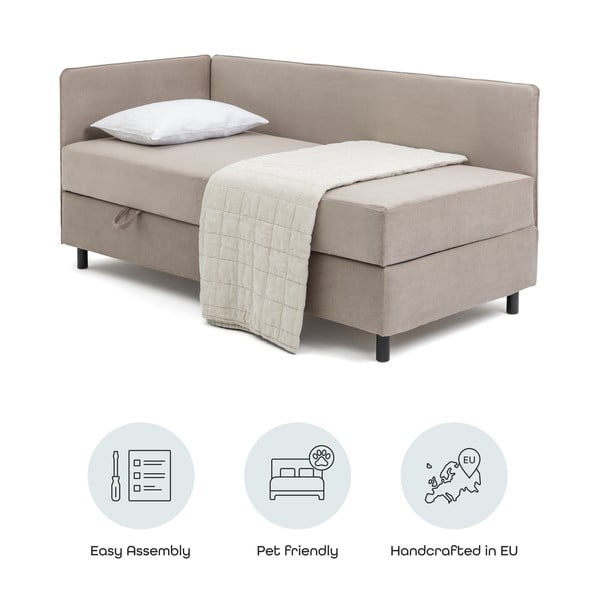 Pat taupe tapițat cu spațiu de depozitare cu saltea 90x200 cm Avela – Bonami Selection-image-4