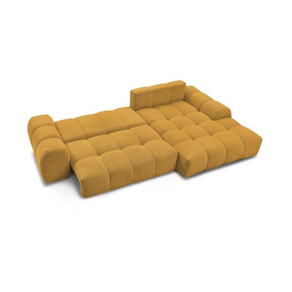 Colțar galben muștar extensibil/cu spațiu de depozitare cu tapițerie din chenille (cu colț pe partea dreaptă/cu șezlong) Everest – Bobochic Paris-image-4