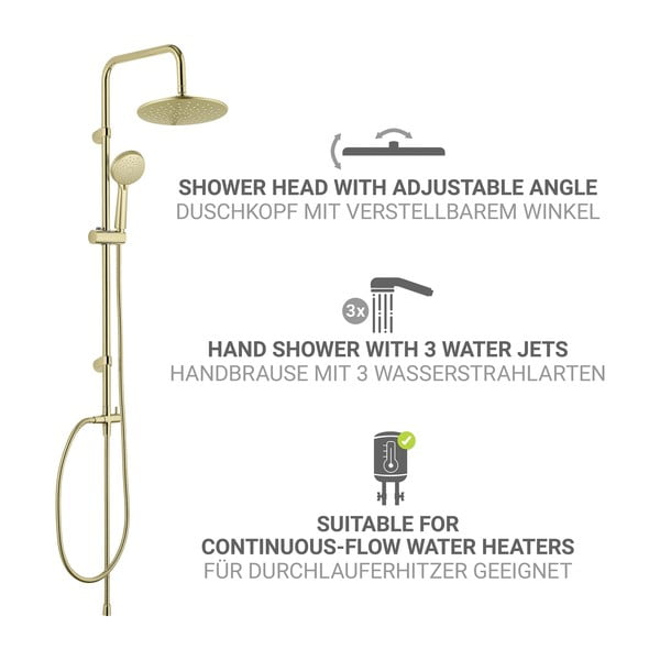 Set de duș auriu mat din oțel inoxidabil 101 cm Young Line – Wenko-image-3