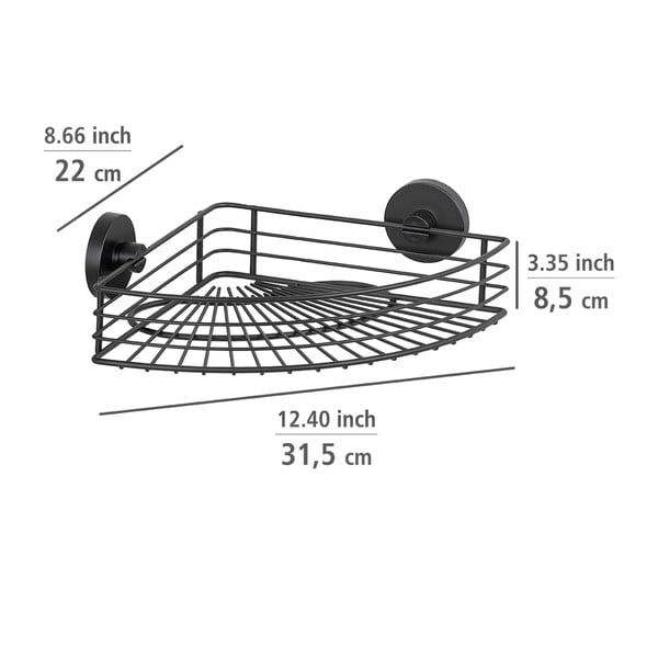 Raft de colt pentru baie Wenko Vacuum-Loc® Bari, negru-image-2