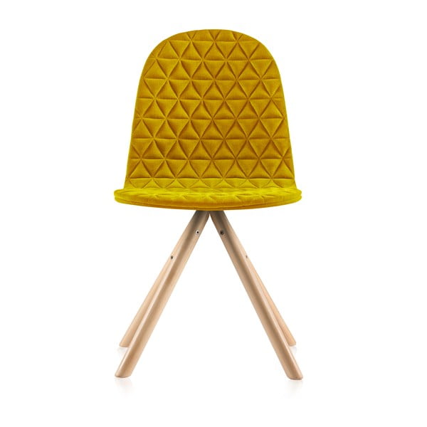 Scaun cu picioare în nuanță naturală Iker Mannequin Triangle, galben