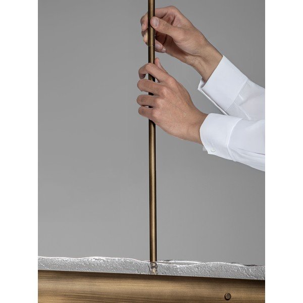 Lustră alămie LED cu intensitate reglabilă din oțel cu abajur din sticlă Velar – Nova Luce-image-3