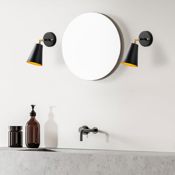 Aplică de perete neagră/aurie ø 10 cm Evander – Opviq lights-image-2