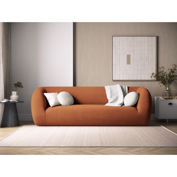 Canapea portocalie cu tapițerie din stofă bouclé 230 cm Essen – Cosmopolitan Design-image-1