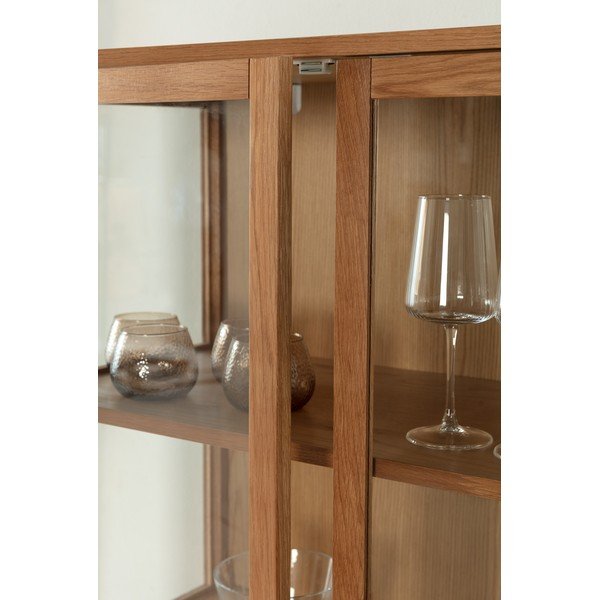 Vitrină în culoare naturală cu aspect de lemn de stejar 90x126x40 cm Ceci – MOME-image-2