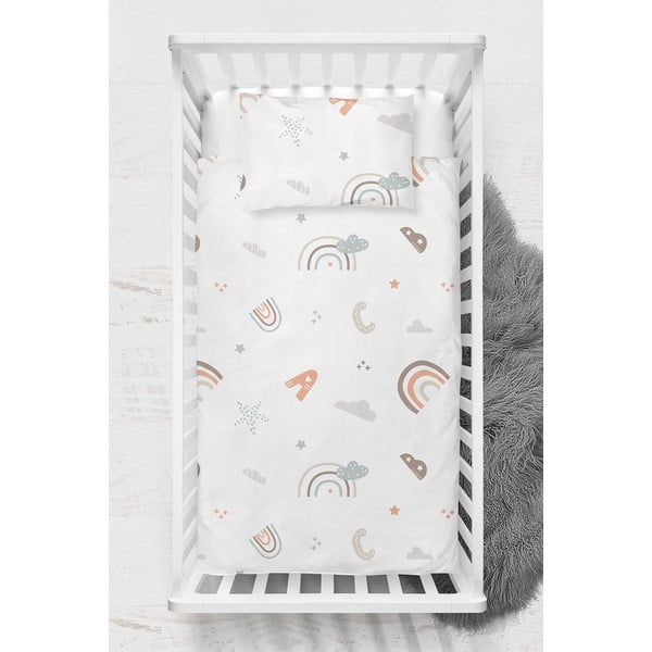 Lenjerie de pat pentru copii albă din bumbac ranforcé pentru pătuț 100x150 cm Abc – Mijolnir-image-2