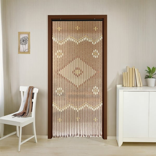 Draperie în culoare naturală din bambus 90x200 cm cu prindere la ușă Rhombus – Maximex-image-1