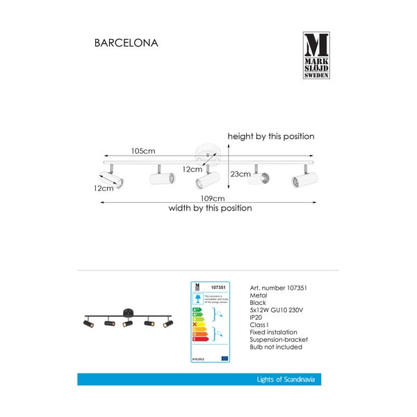 Plafonieră Markslöjd Barcelona, negru-image-2