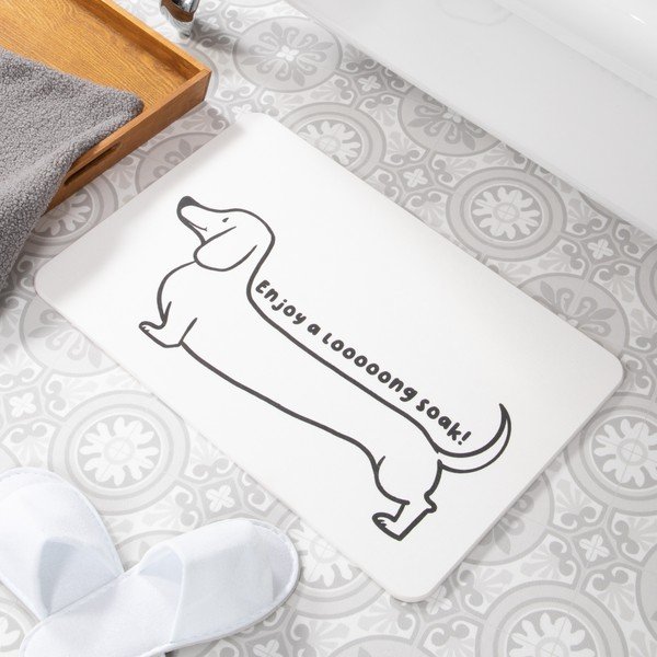 Covoraș de baie alb din diatomit 39x60 cm Dachshund – Artsy Doormats-image-1