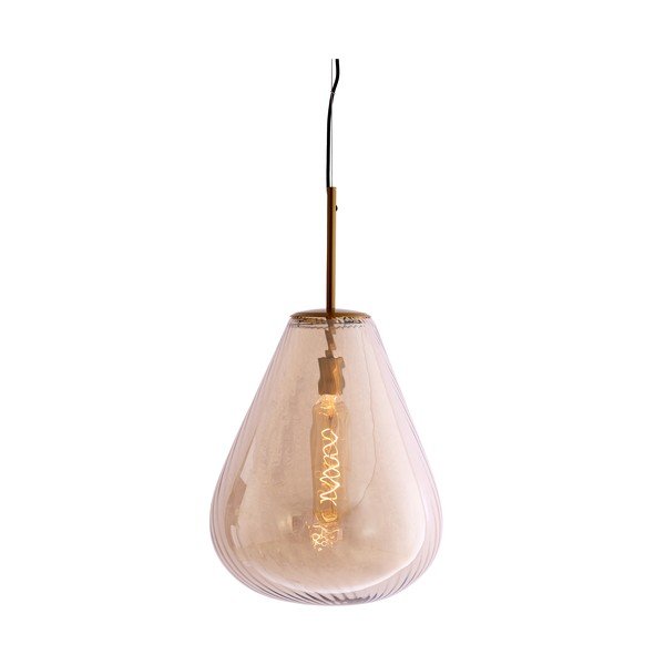 Lustră chihlimbar cu abajur din sticlă Leona – Light & Living-image-2