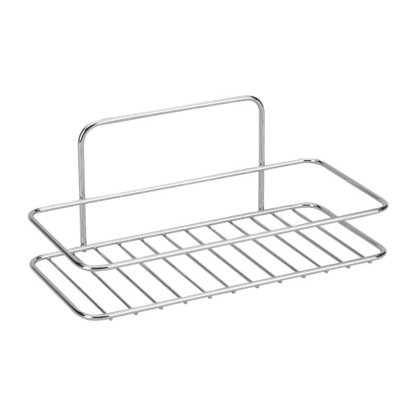 Raft pentru baie argintiu lucios de agățat/autoadeziv din oțel Luxy – Metaltex