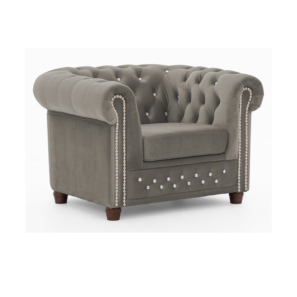 Fotoliu gri chesterfield cu tapițerie din catifea York Blik – Ropez