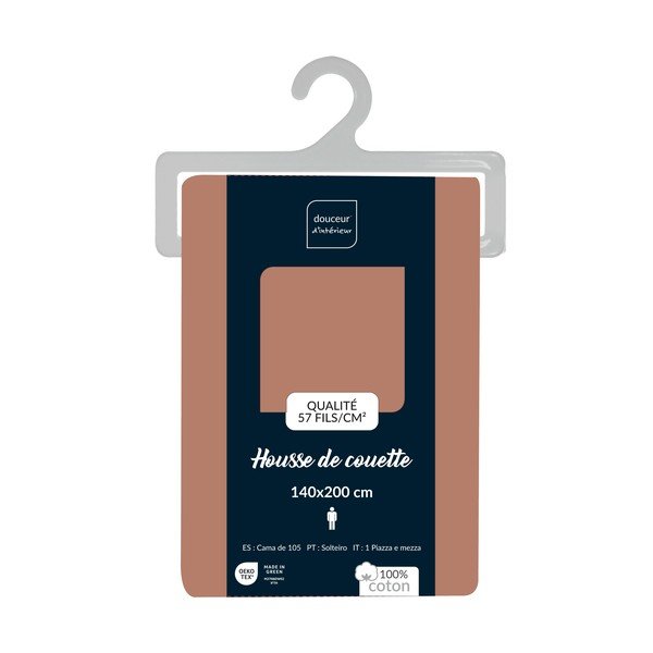 Husă de pilotă somon din bumbac pentru pat de o persoană 140x200 cm Lina – douceur d'intérieur-image-2