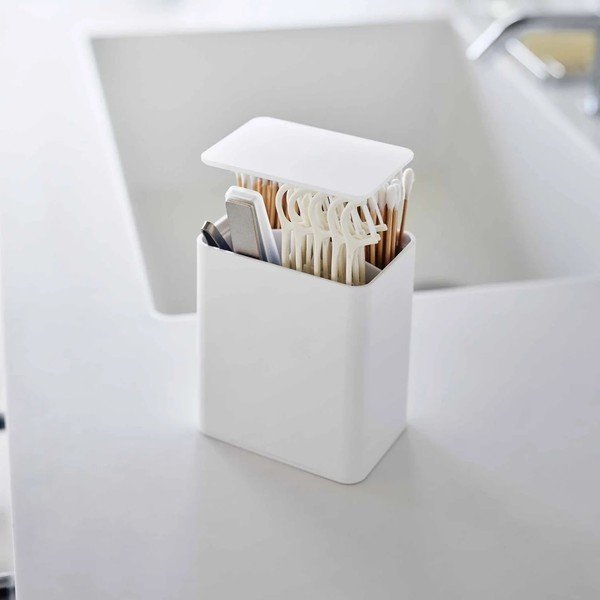 Organizator de baie alb pentru dischete demachiante din plastic Tower – YAMAZAKI-image-1