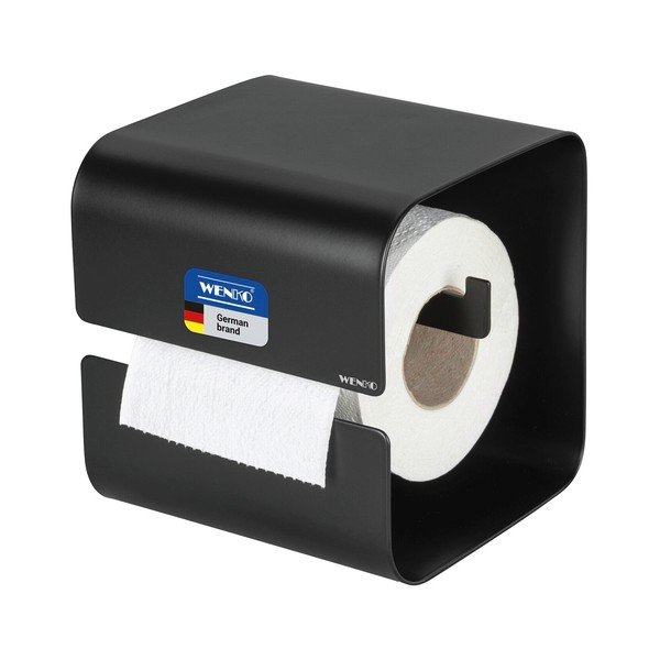Suport pentru hârtie igienică negru autoadeziv cu Turbo-Loc din oțel Lizan – Wenko-image-4