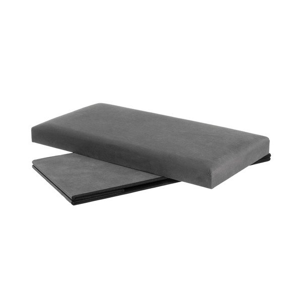 Taburet gri închis cu tapițerie din catifea Estela – Casa Selección-image-2